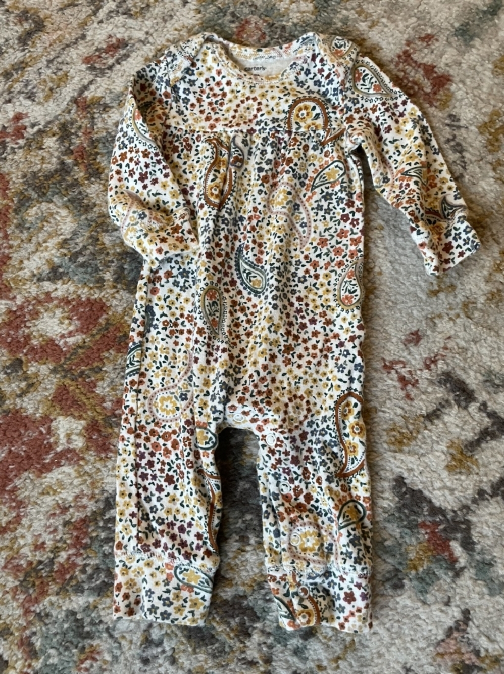 Carter's Paisley Floral One-Piece in White, Mustard, Rust, Green